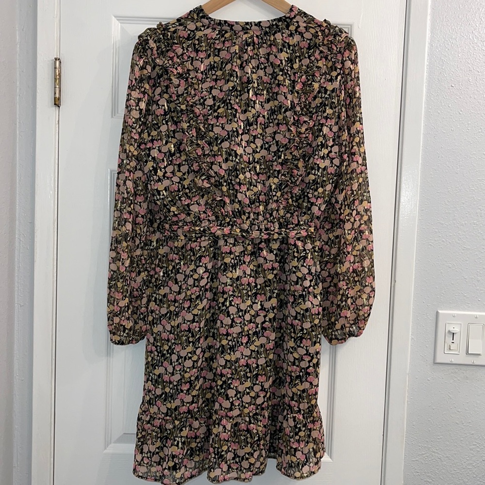 NEW Floral Lauren Conrad Ruffle Dress GOLD detail - Picture 9 of 10